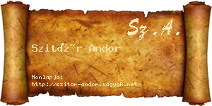 Szitár Andor névjegykártya